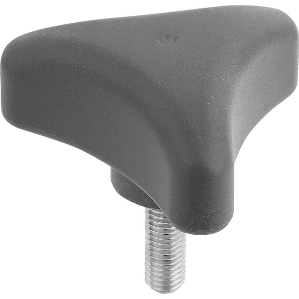 Triangular Grip Ergonomic D=M10X30 D1=80 H=37, Form:L Plastic, Black Ral7021, Comp:Stainless Steel